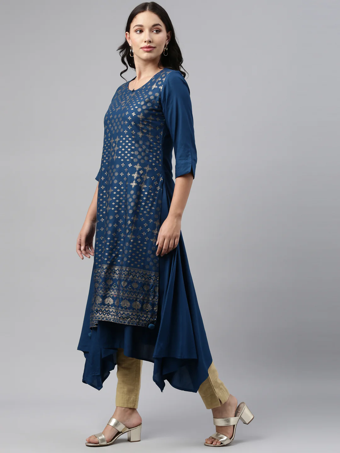 Neerus Blue Color Rayon Fabric Tunic - Image 2