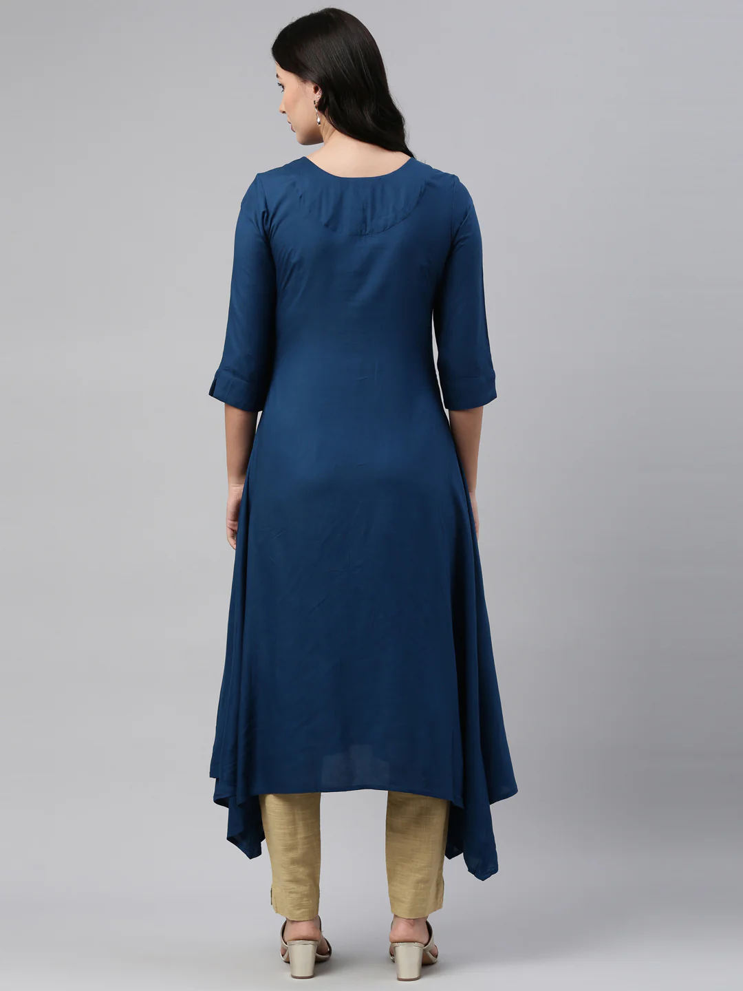 Neerus Blue Color Rayon Fabric Tunic - Image 4