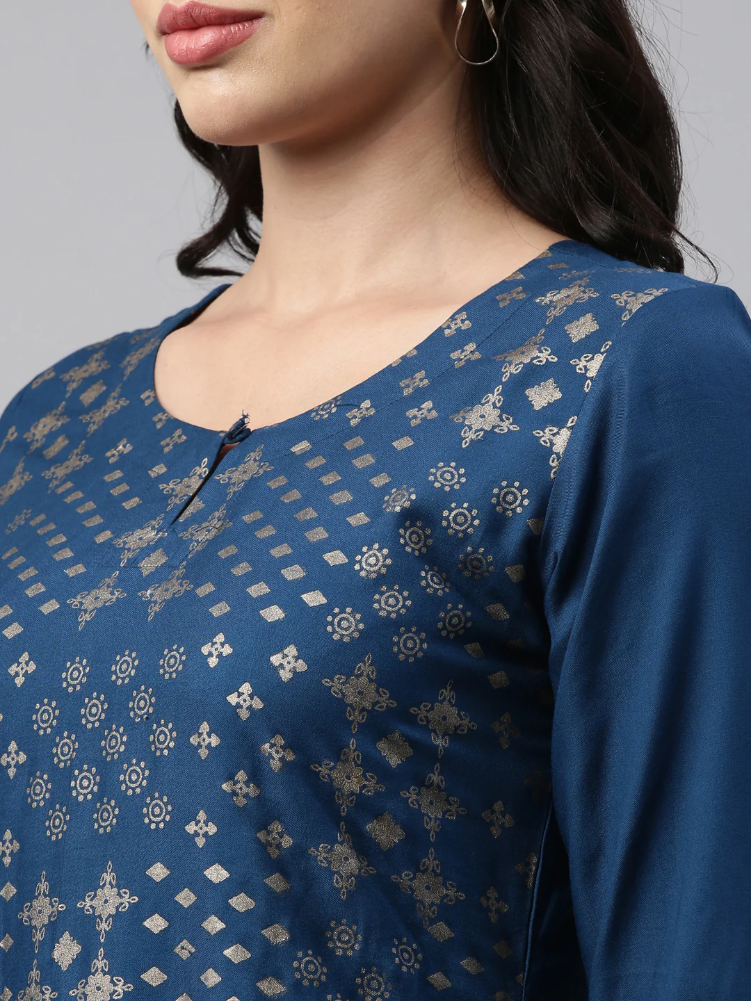 Neerus Blue Color Rayon Fabric Tunic - Image 5