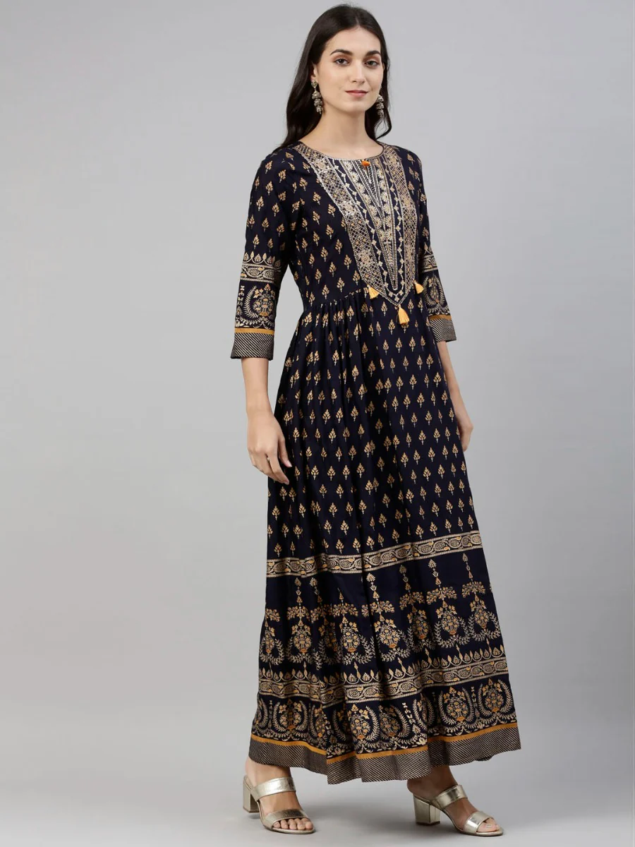 Neerus Blue Color Santoon Fabric Tunic - Image 3