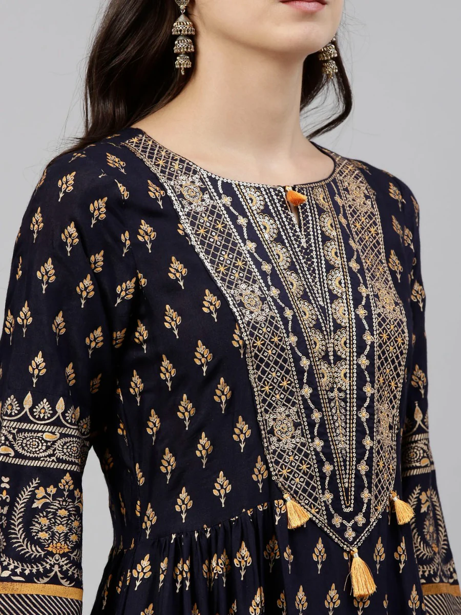Neerus Blue Color Santoon Fabric Tunic - Image 4