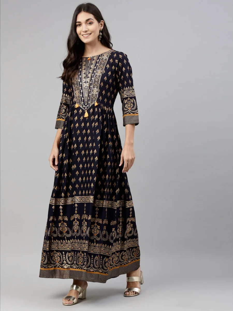 Neerus Blue Color Santoon Fabric Tunic - Image 6