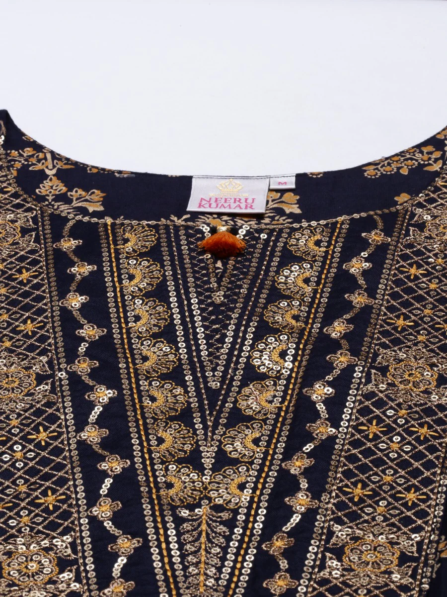 Neerus Blue Color Santoon Fabric Tunic - Image 8