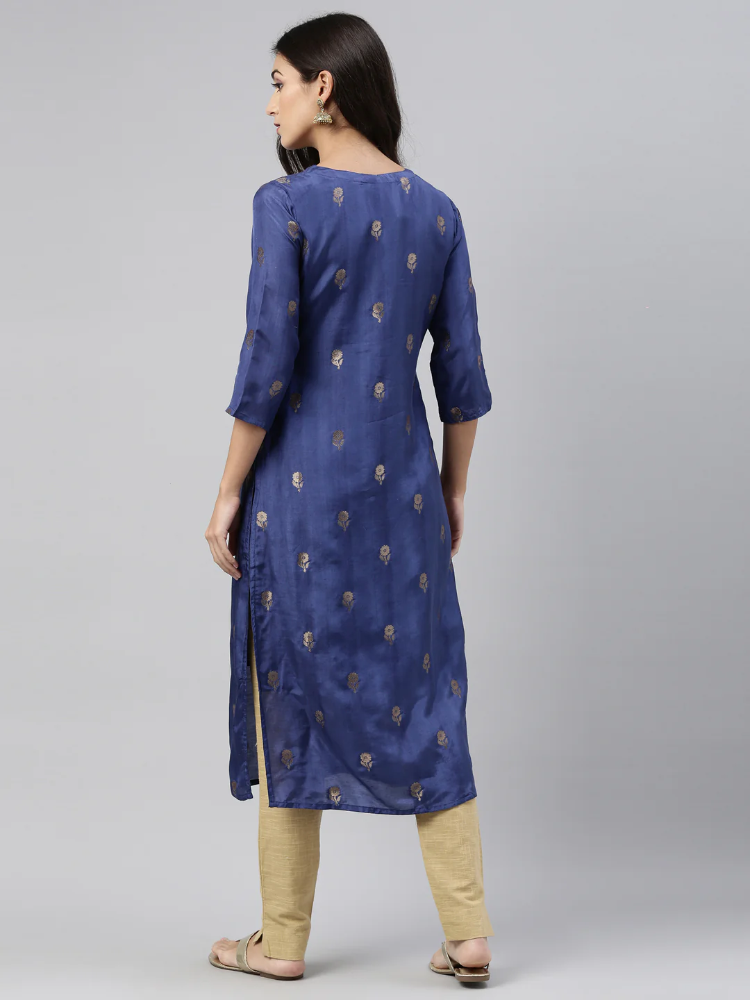 Neerus Blue Color Santoon Fabric Tunic - Image 4
