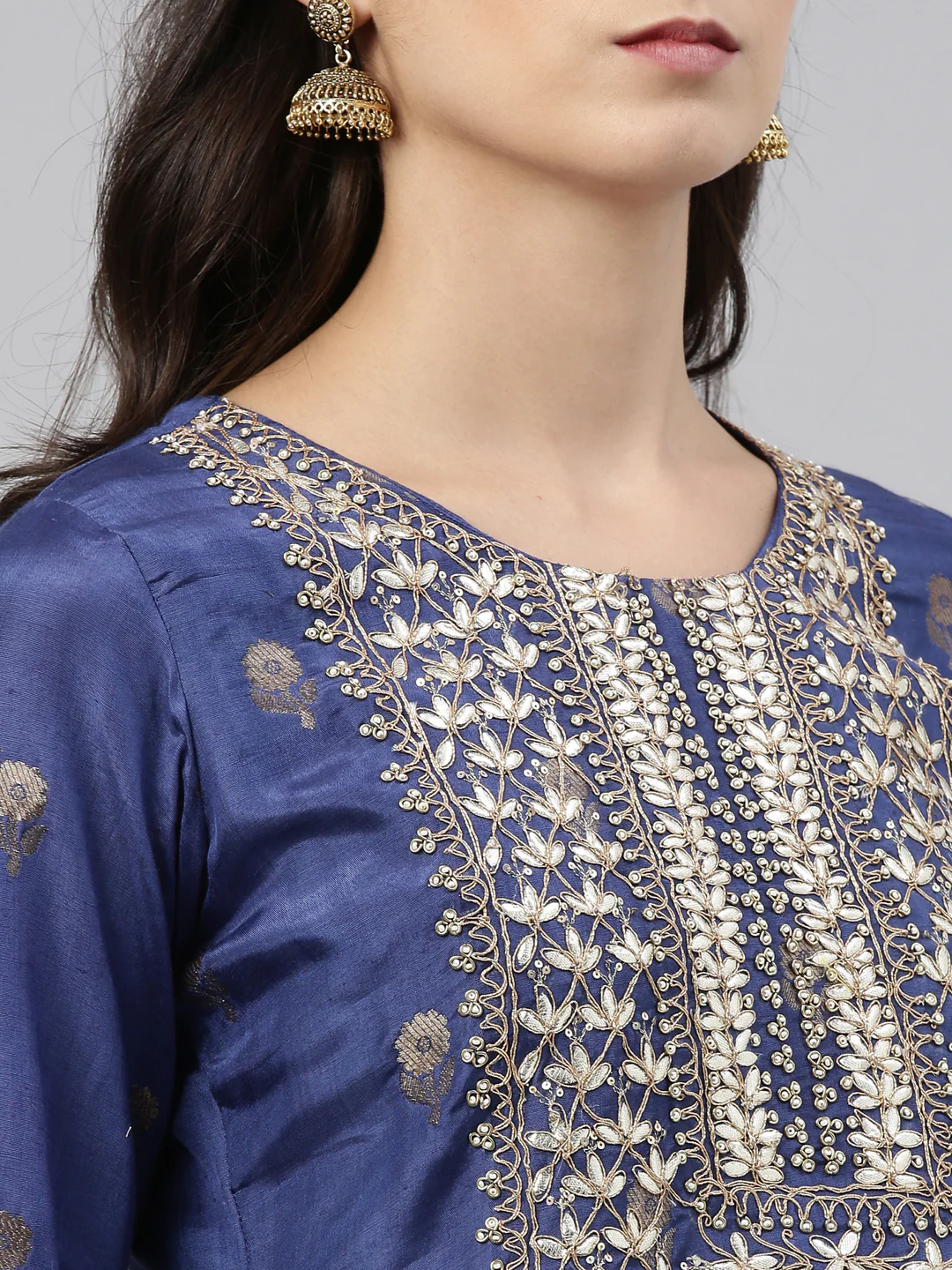 Neerus Blue Color Santoon Fabric Tunic - Image 6