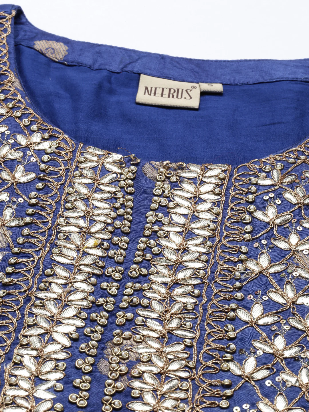 Neerus Blue Color Santoon Fabric Tunic - Image 7