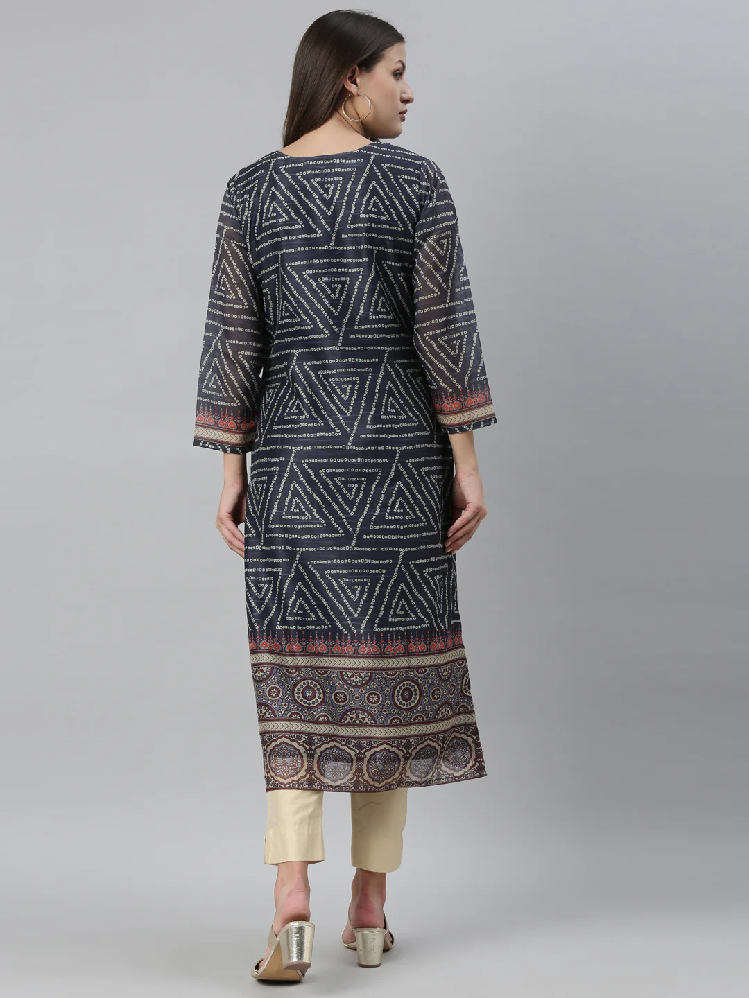 Neerus Blue Color Silk Fabric Kurta - Image 5
