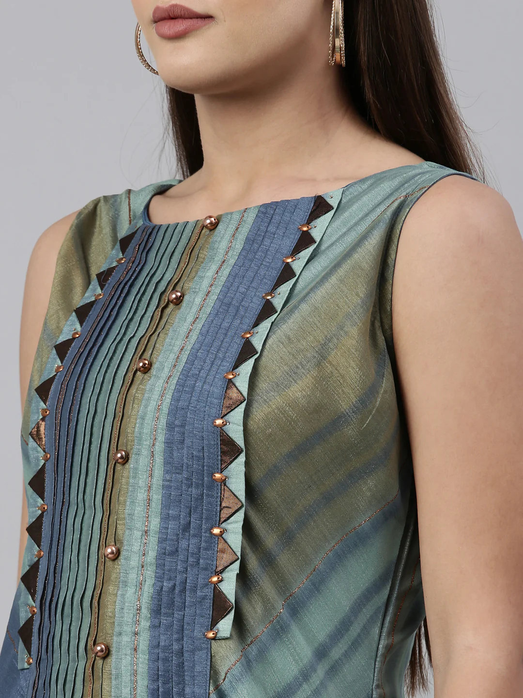 Neerus Blue Color Silk Fabric Kurta - Image 8
