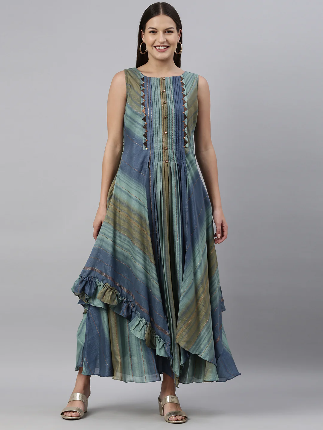Neerus Blue Color Silk Fabric Kurta - Image 9