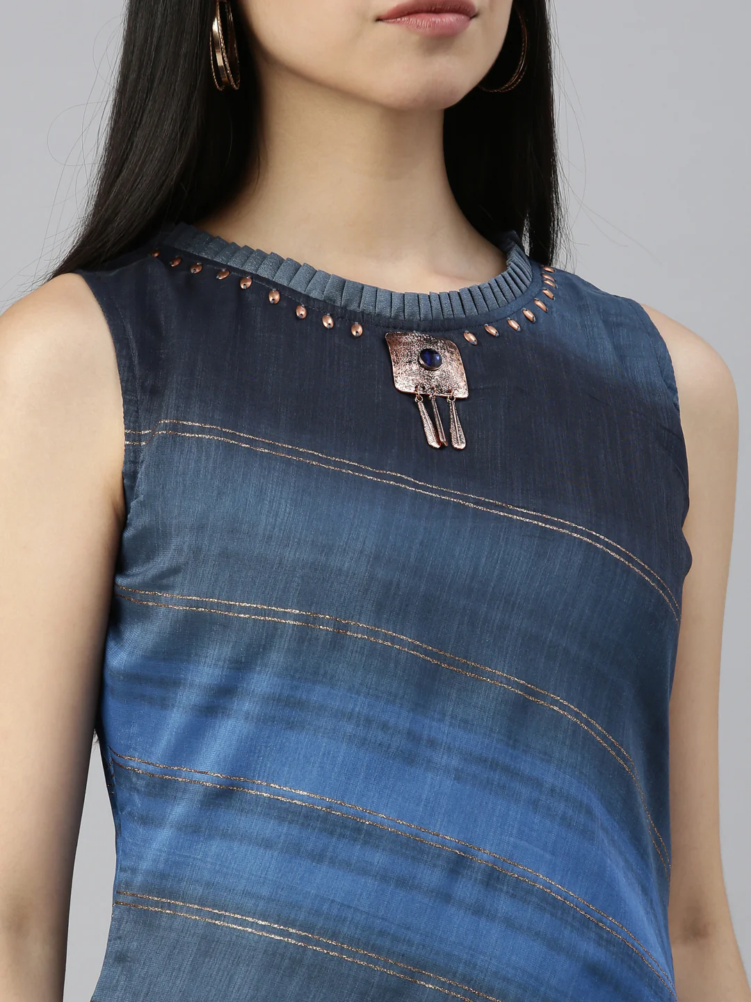 Neerus Blue Color Silk Fabric Kurta - Image 8