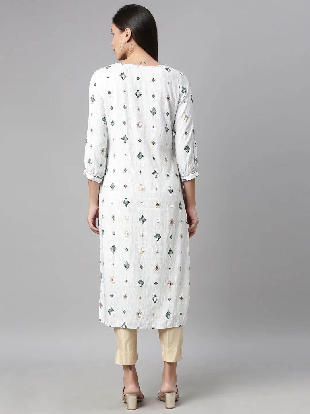 Neerus Blue Color Slub Rayon Fabric Kurta - Image 5