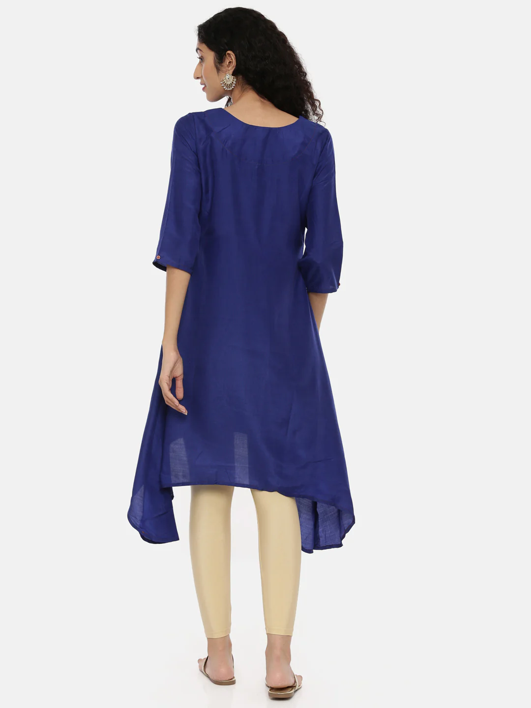 Neerus Blue Embellished High Low Kurta - Image 3