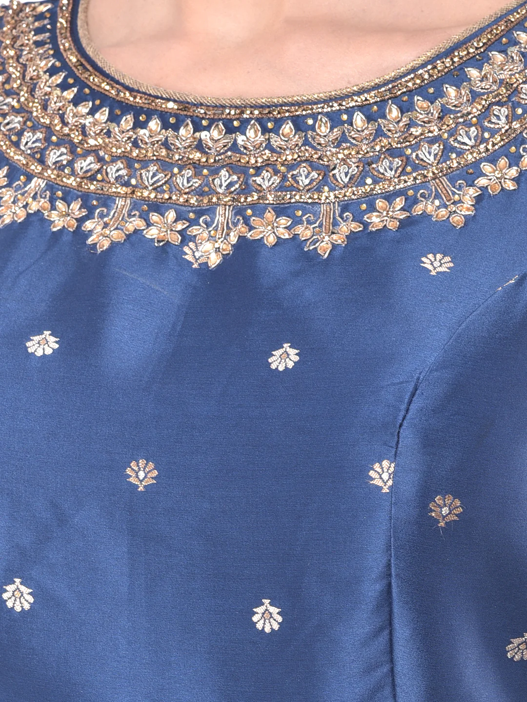 Neerus Blue Embellished Kurti With Skirt & Dupatta - Image 4