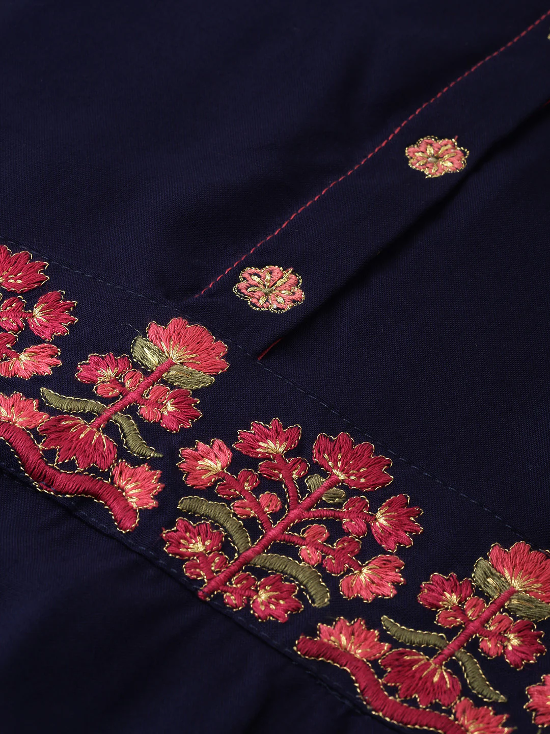 Neerus Blue Embroidered A Line Kurta - Image 2