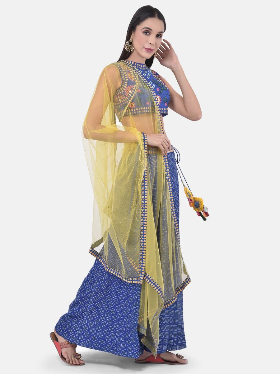 Neerus Blue Embroidered Lehenga Set - Image 2