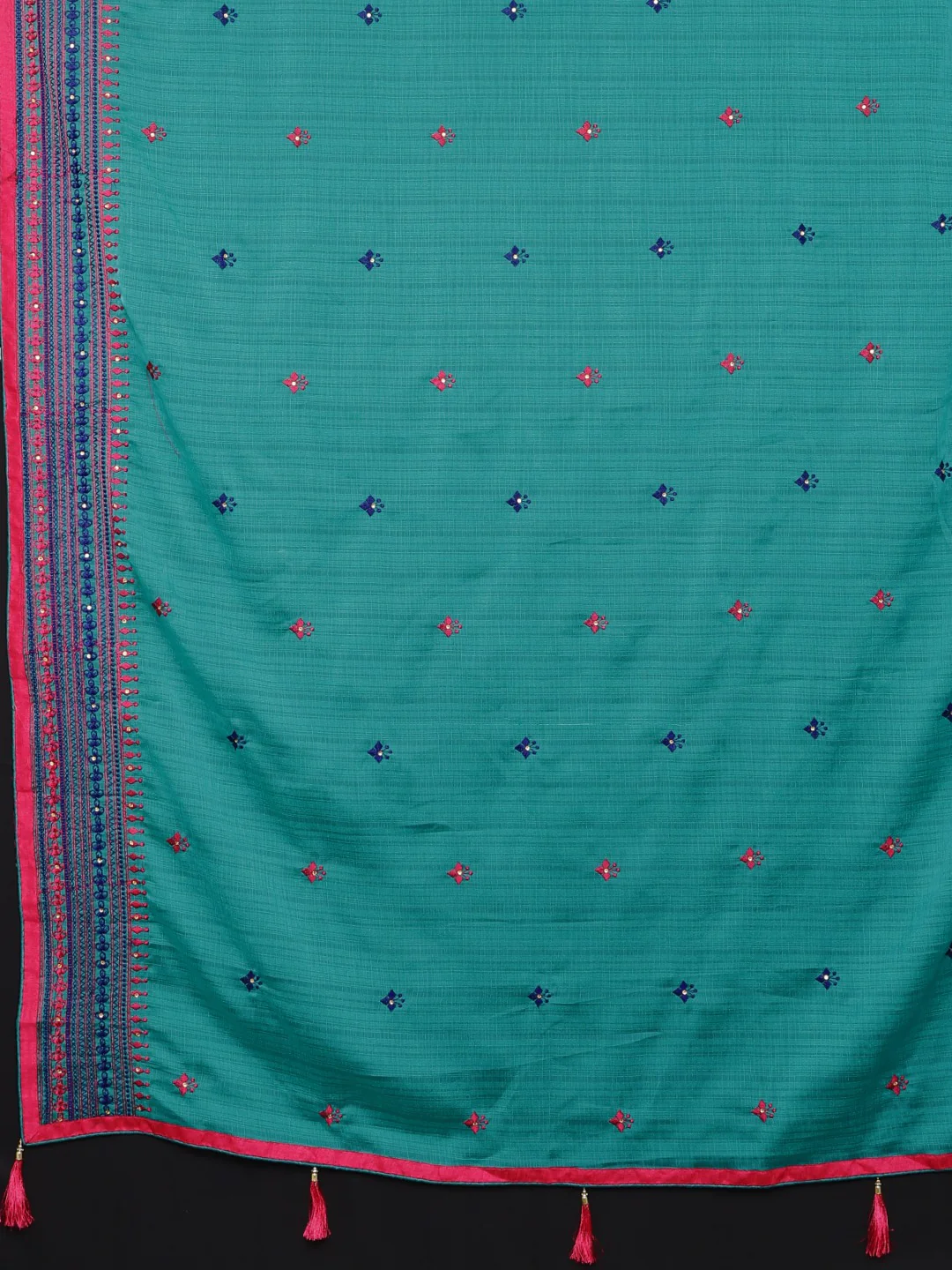 Neerus Blue Embroidered Saree With Blouse - Image 4