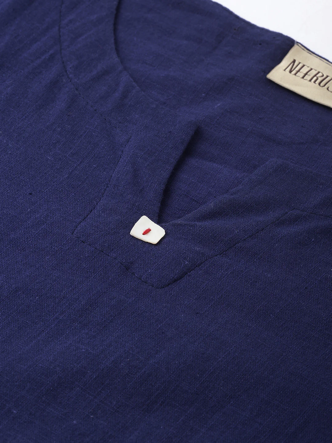 Neerus Blue Embroidered Straight Kurta - Image 3