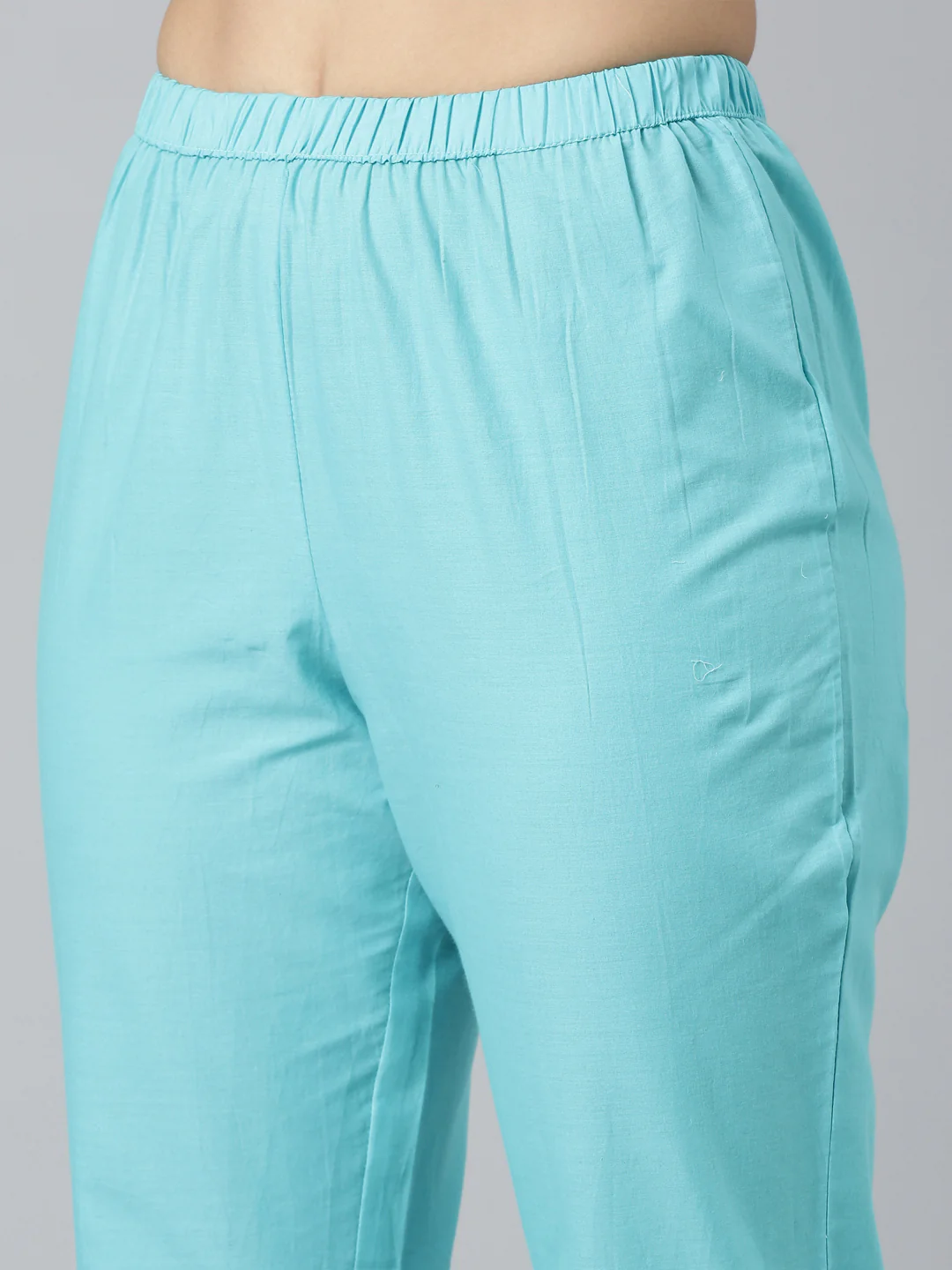 Neerus Blue Panelled Scalloped  Kurta and Trousers With Dupatta - Image 6