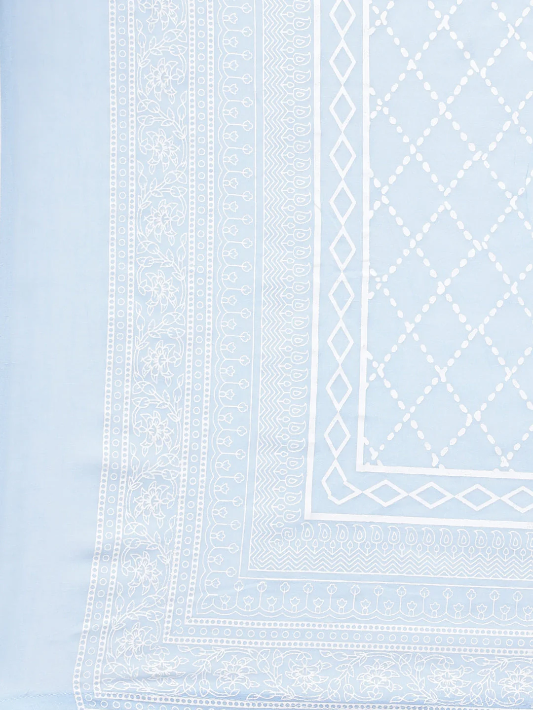 Neerus Blue Panelled Straight Printed Kurta And Trousers With Dupatta - Image 8