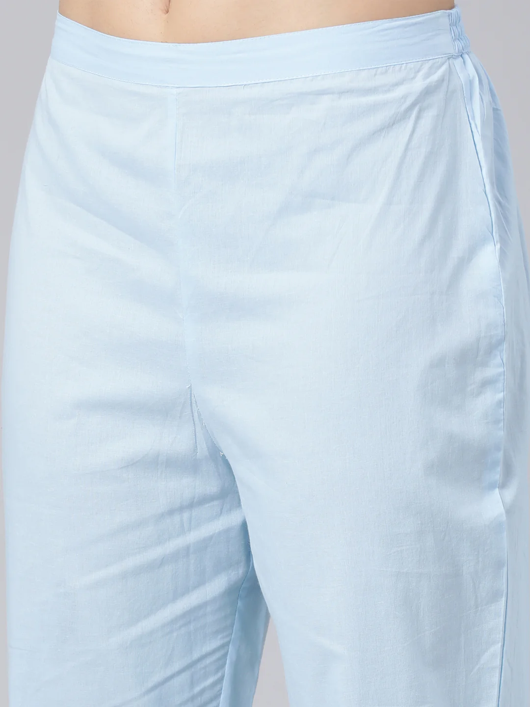 Neerus Blue Panelled Straight Yoke Design Kurta And Trousers With Dupatta - Image 7