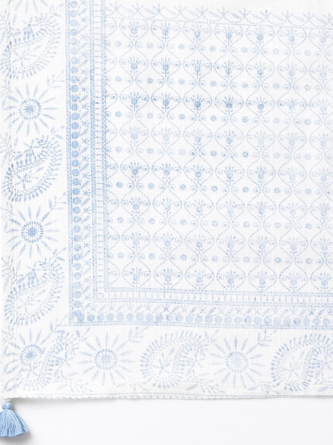 Neerus Blue Panelled Yoke Design Kurta And Trousers With Dupatta - Image 8