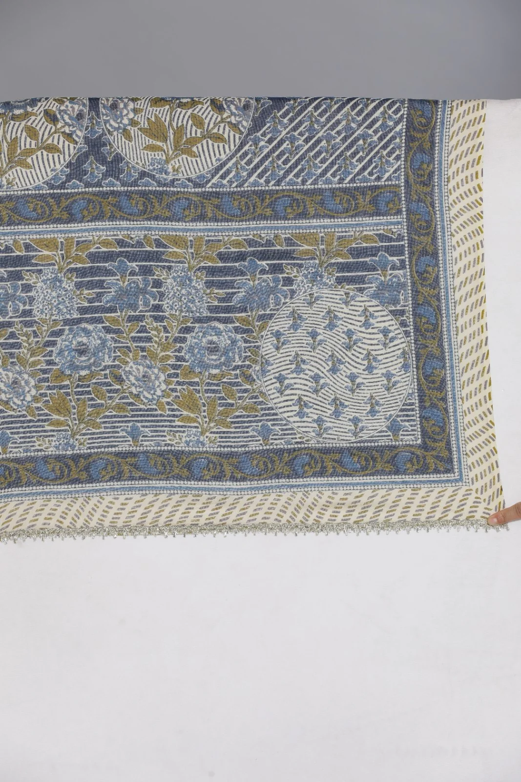 Neerus Blue Printed Anarkali Kurta and Trousers With Dupatta - Image 7