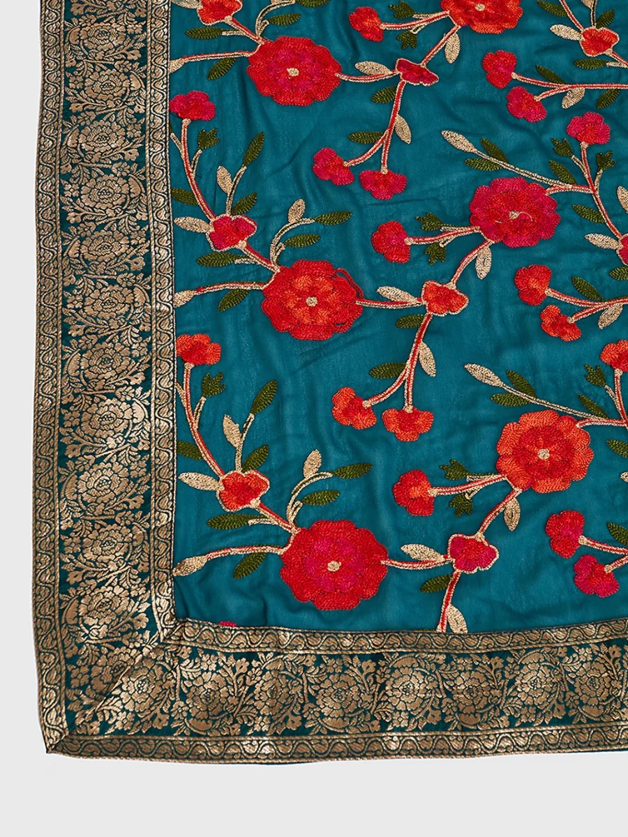 Neerus Blue Printed Anarkali Kurta With Dupatta - Image 6