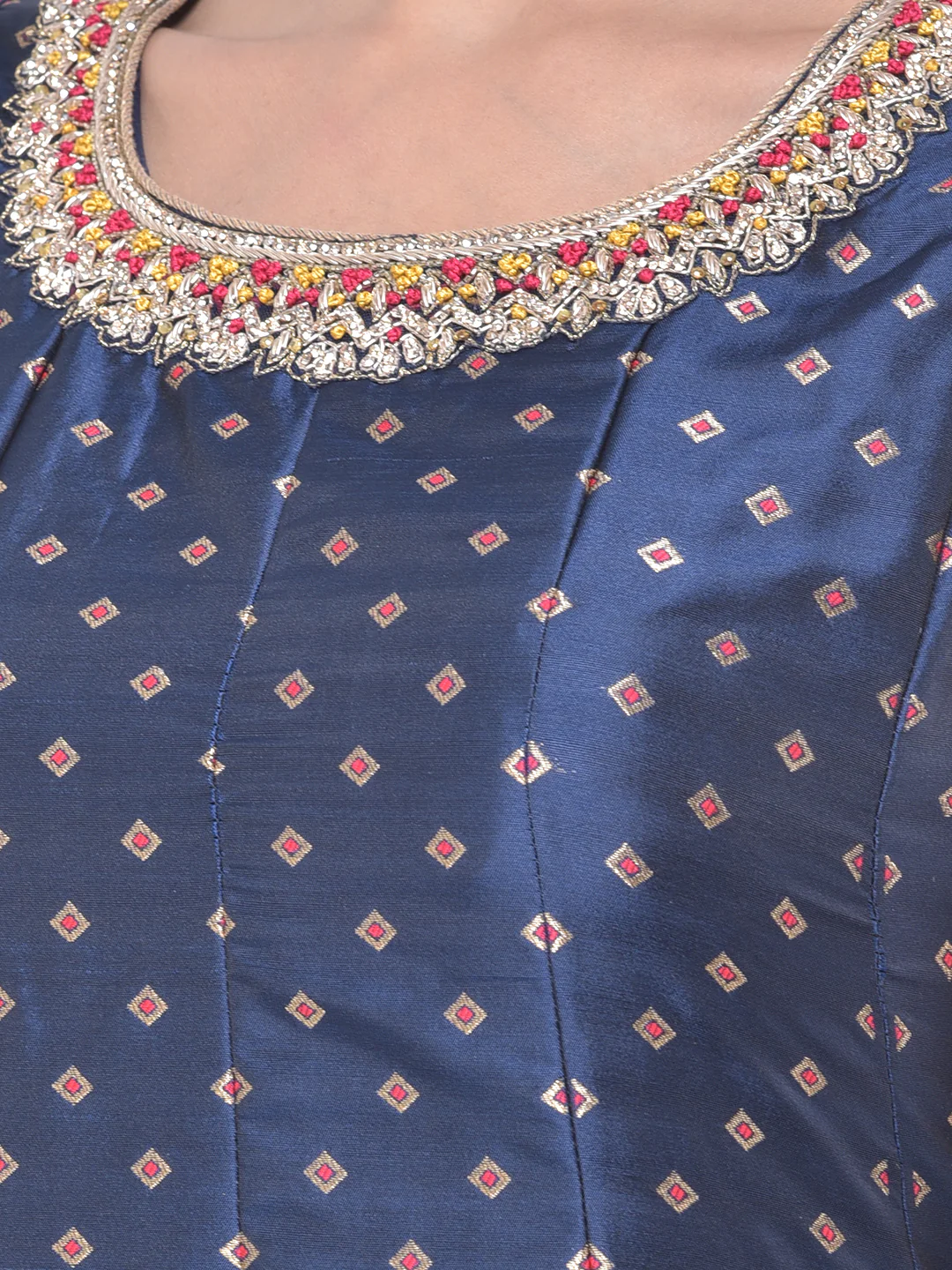 Neerus Blue Printed Anarkali Kurta With Dupatta - Image 4