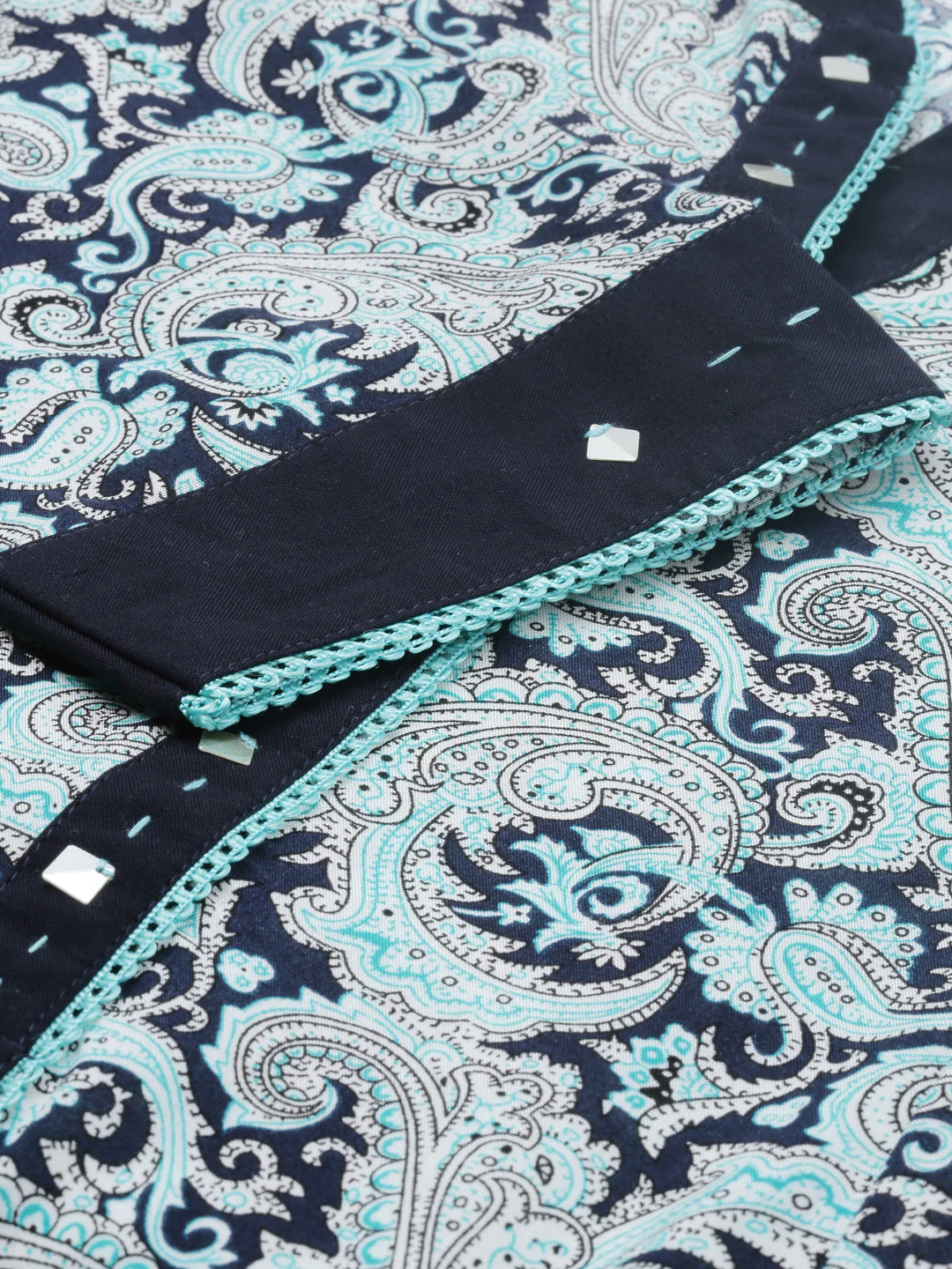 Neerus Blue Printed Flared Kurta - Image 4