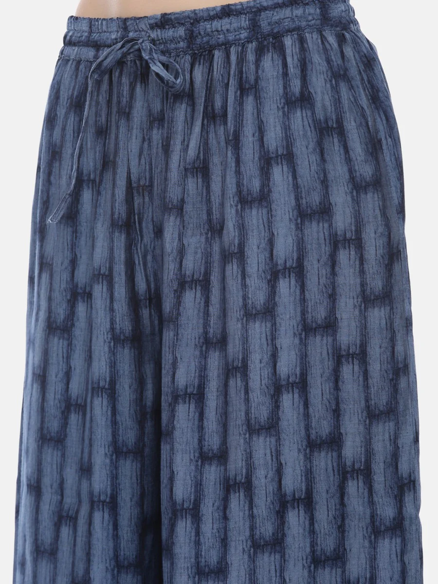 Neerus Blue Printed Kurta & Palazzo Set - Image 7