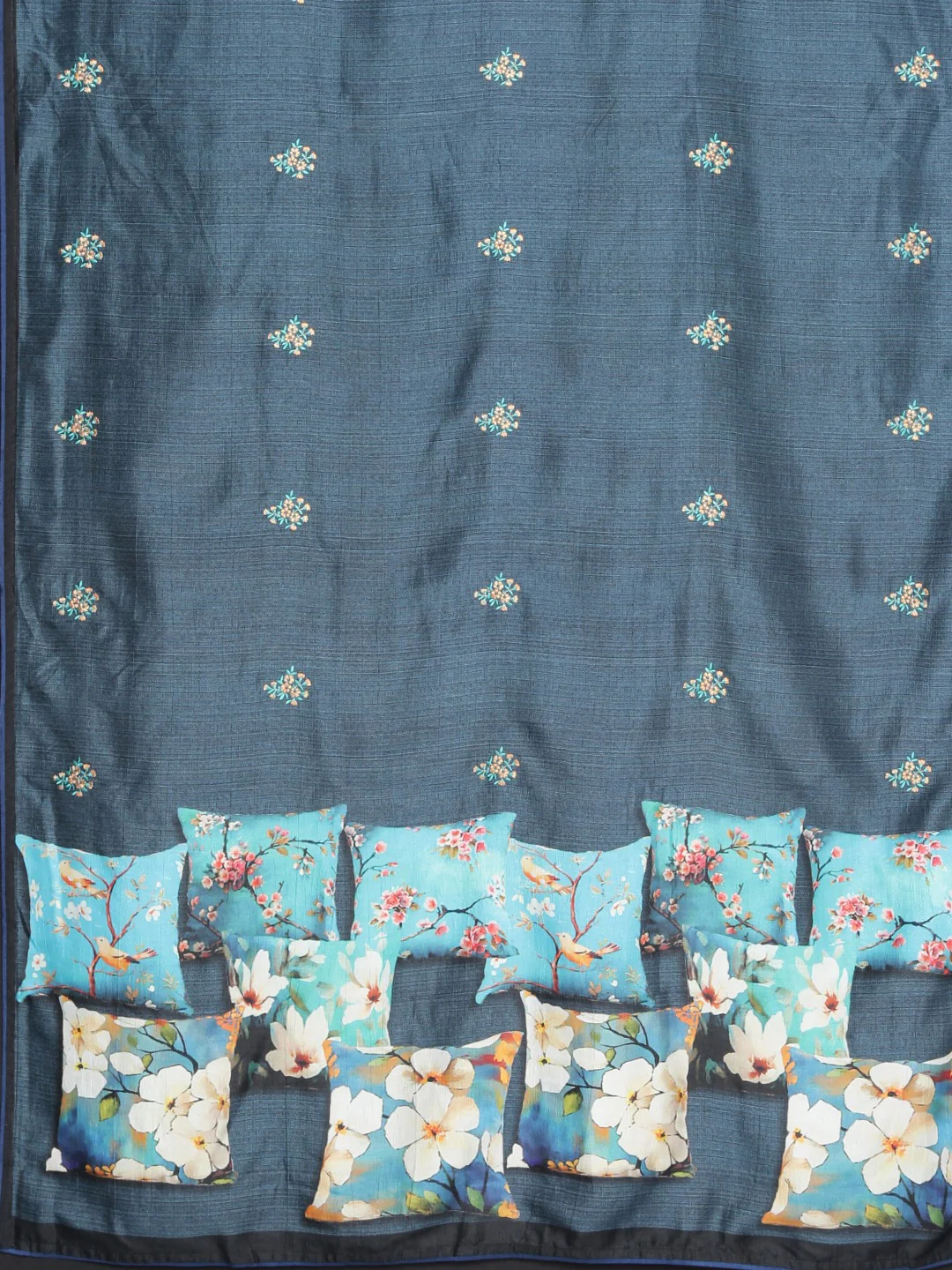 Neerus Blue Printed Saree With Blouse - Image 4