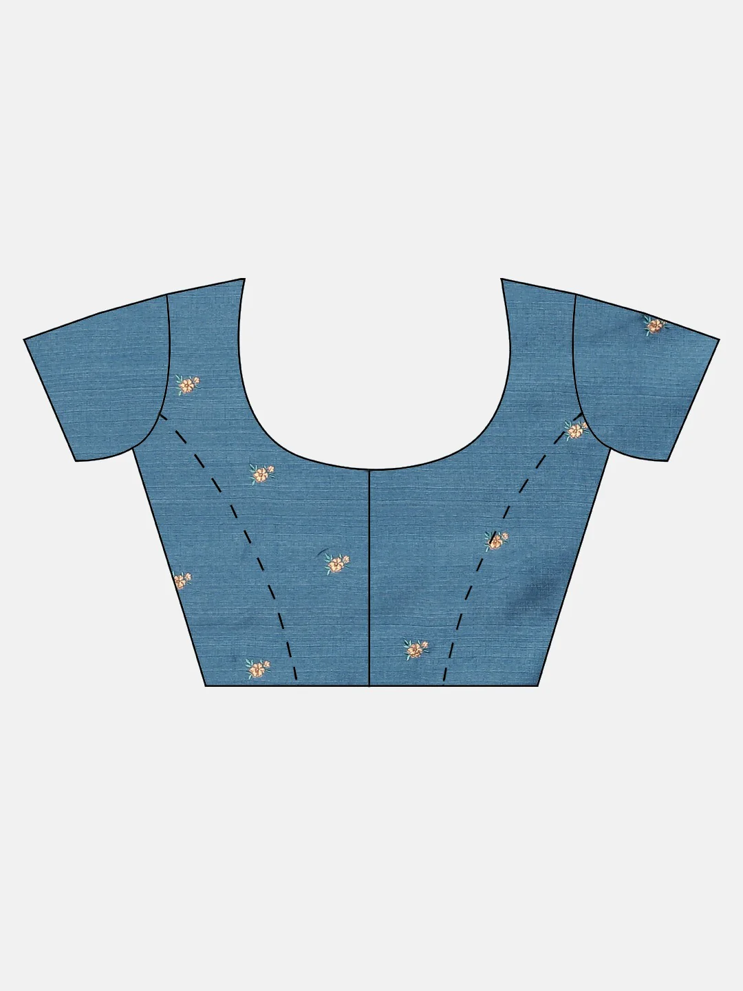 Neerus Blue Printed Saree With Blouse - Image 5