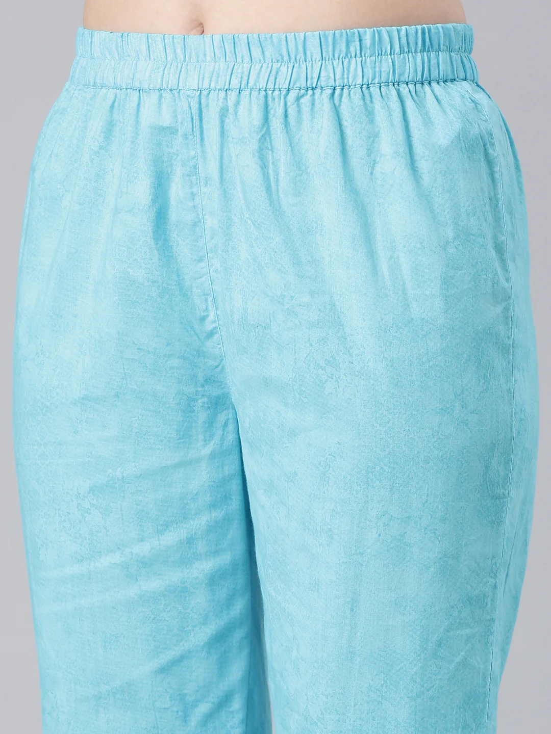 Neerus Blue Printed Straight Kurta and Trousers With Dupatta - Image 6