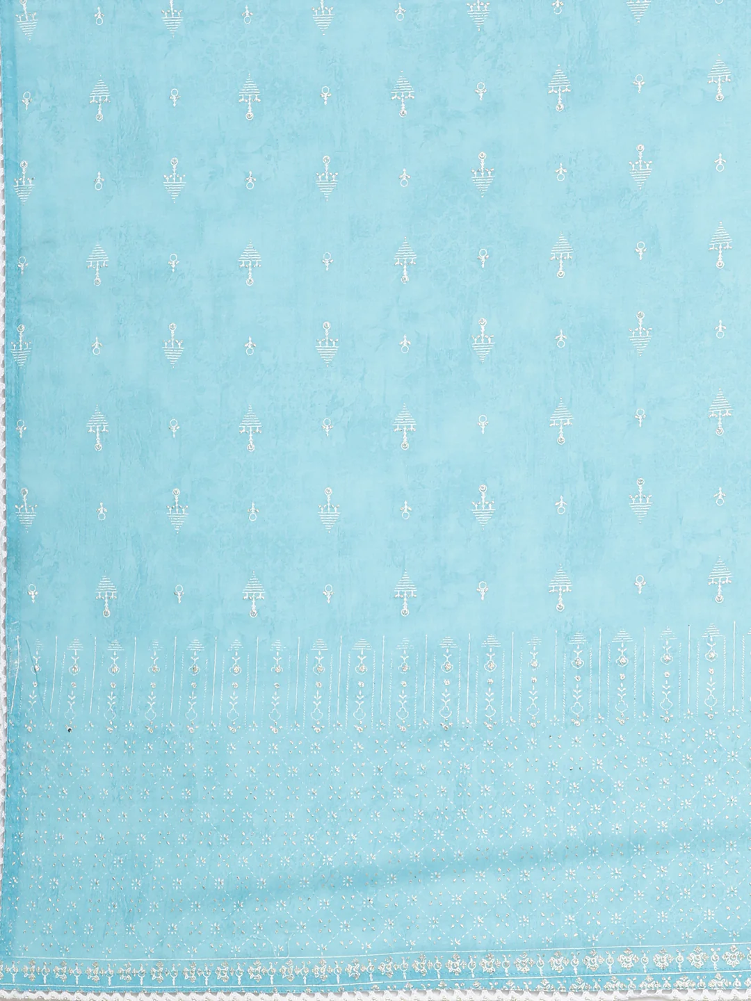 Neerus Blue Printed Straight Kurta and Trousers With Dupatta - Image 7