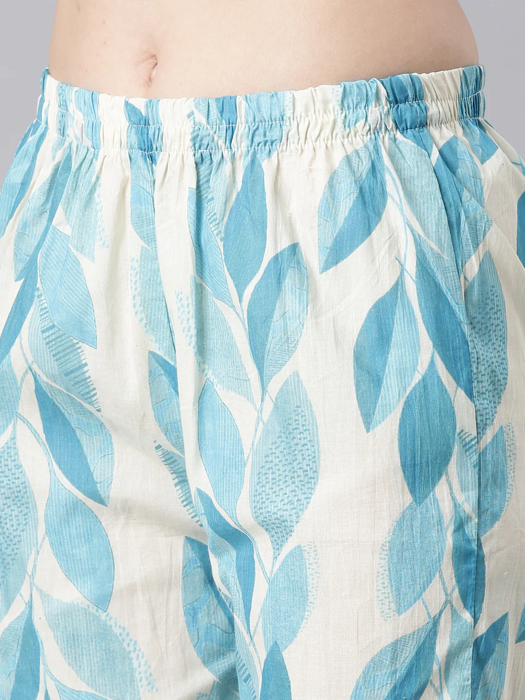 Neerus Blue Printed Straight Kurta and Trousers With Dupatta - Image 6