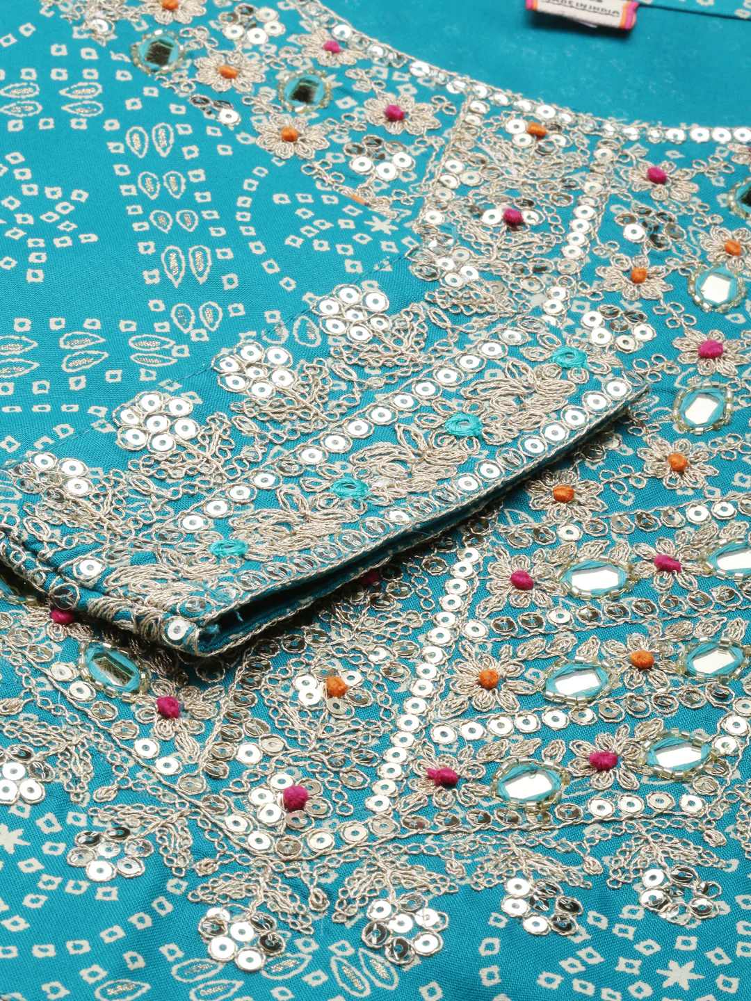 Neerus Blue Regular Calf Length Printed Readymade Suits - Image 5