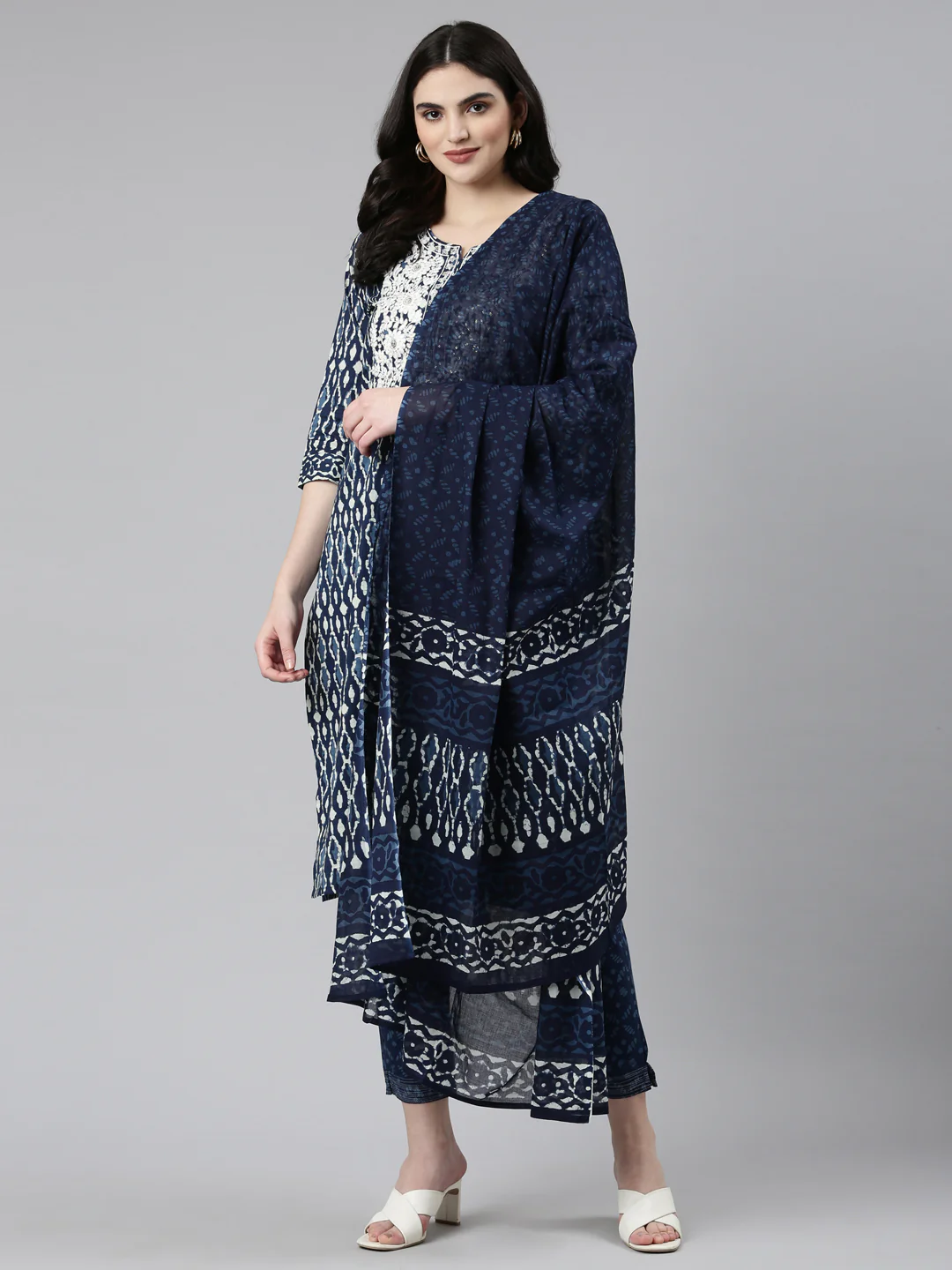 Neerus Blue Regular Straight Printed Readymade suits - Image 5