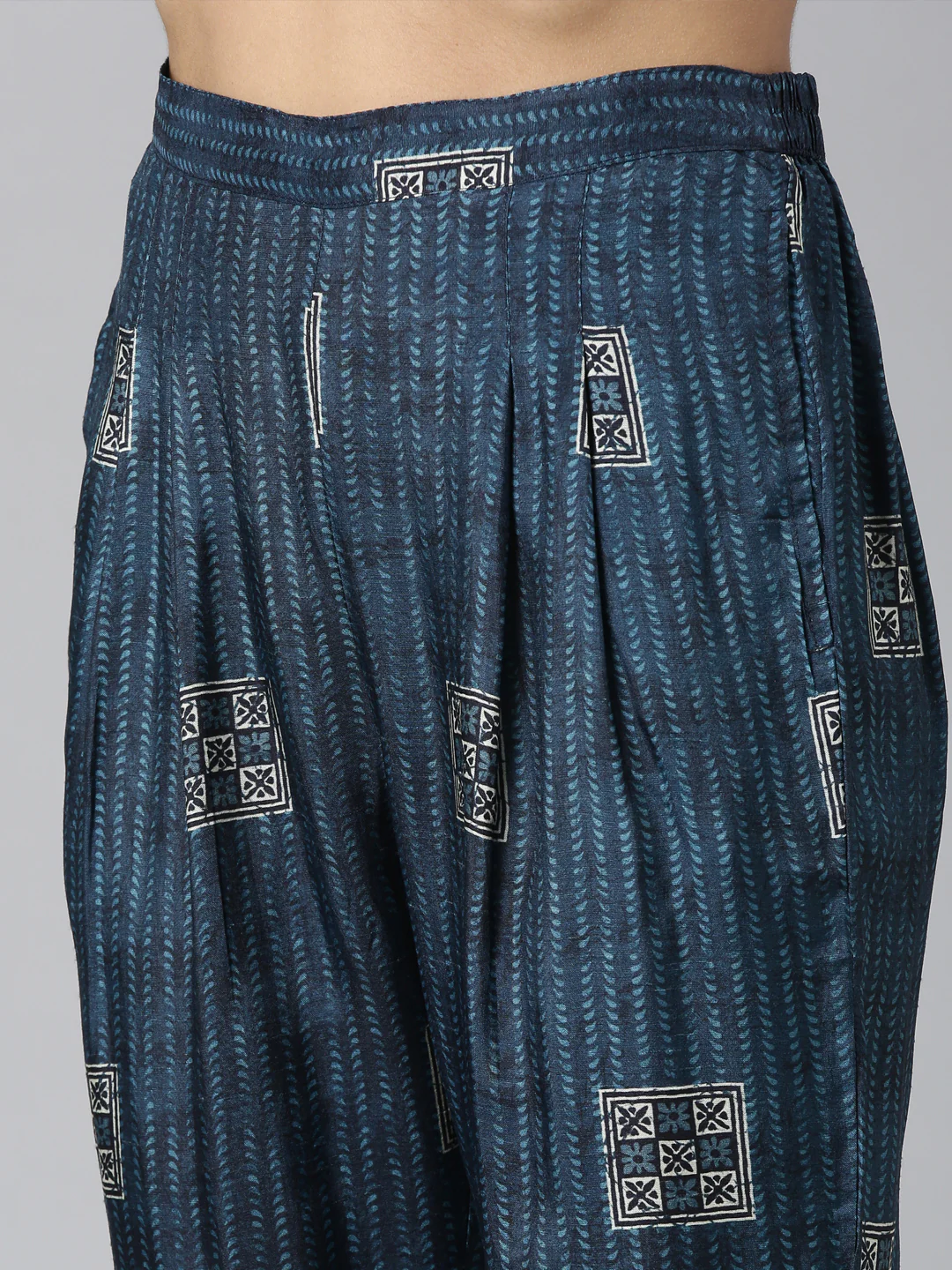 Neerus Blue Regular Straight Printed Kurta and Trousers With Dupatta - Image 6