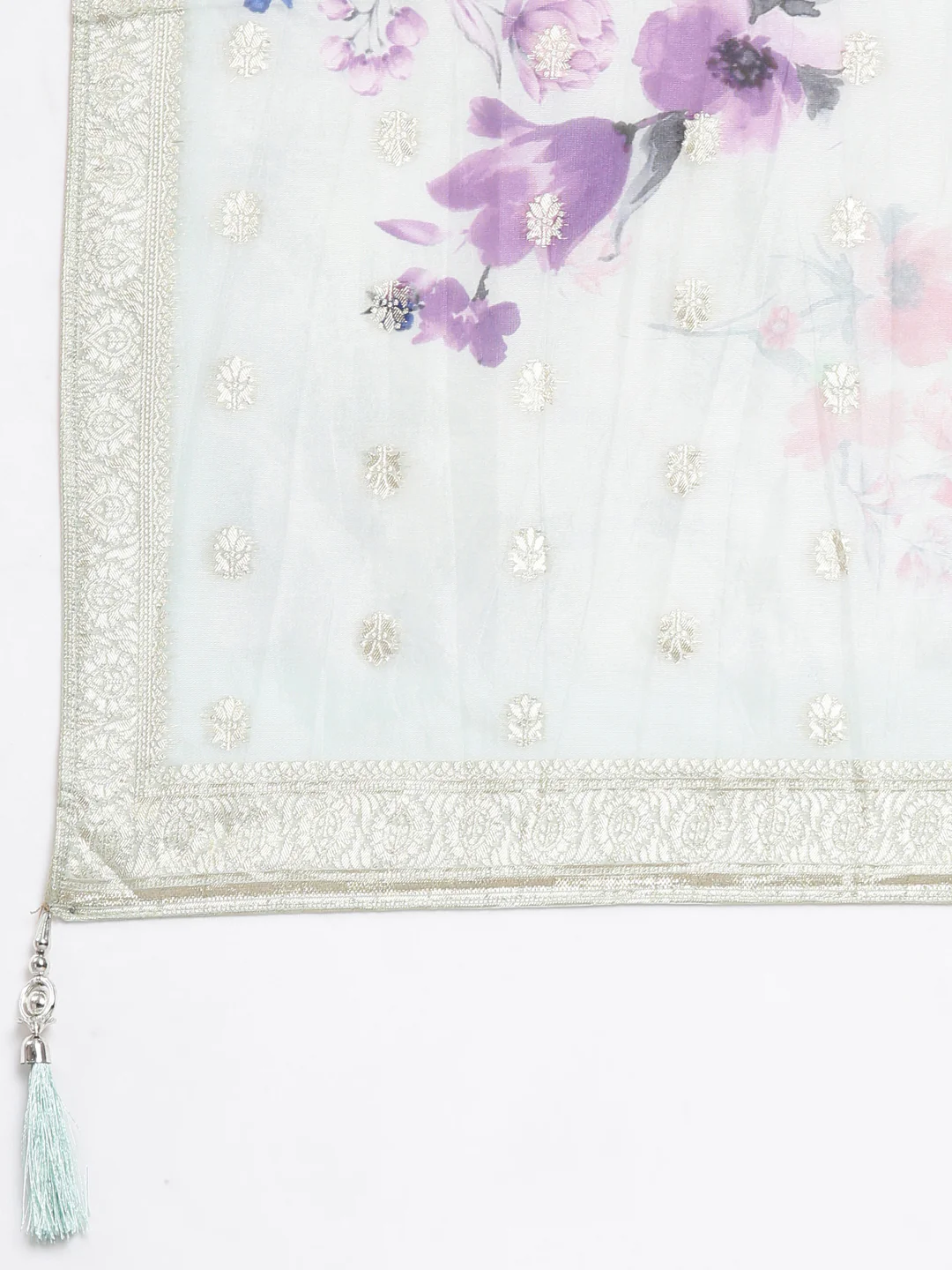 Neerus Blue Regular Straight Printed Kurta and Trousers With Dupatta - Image 7