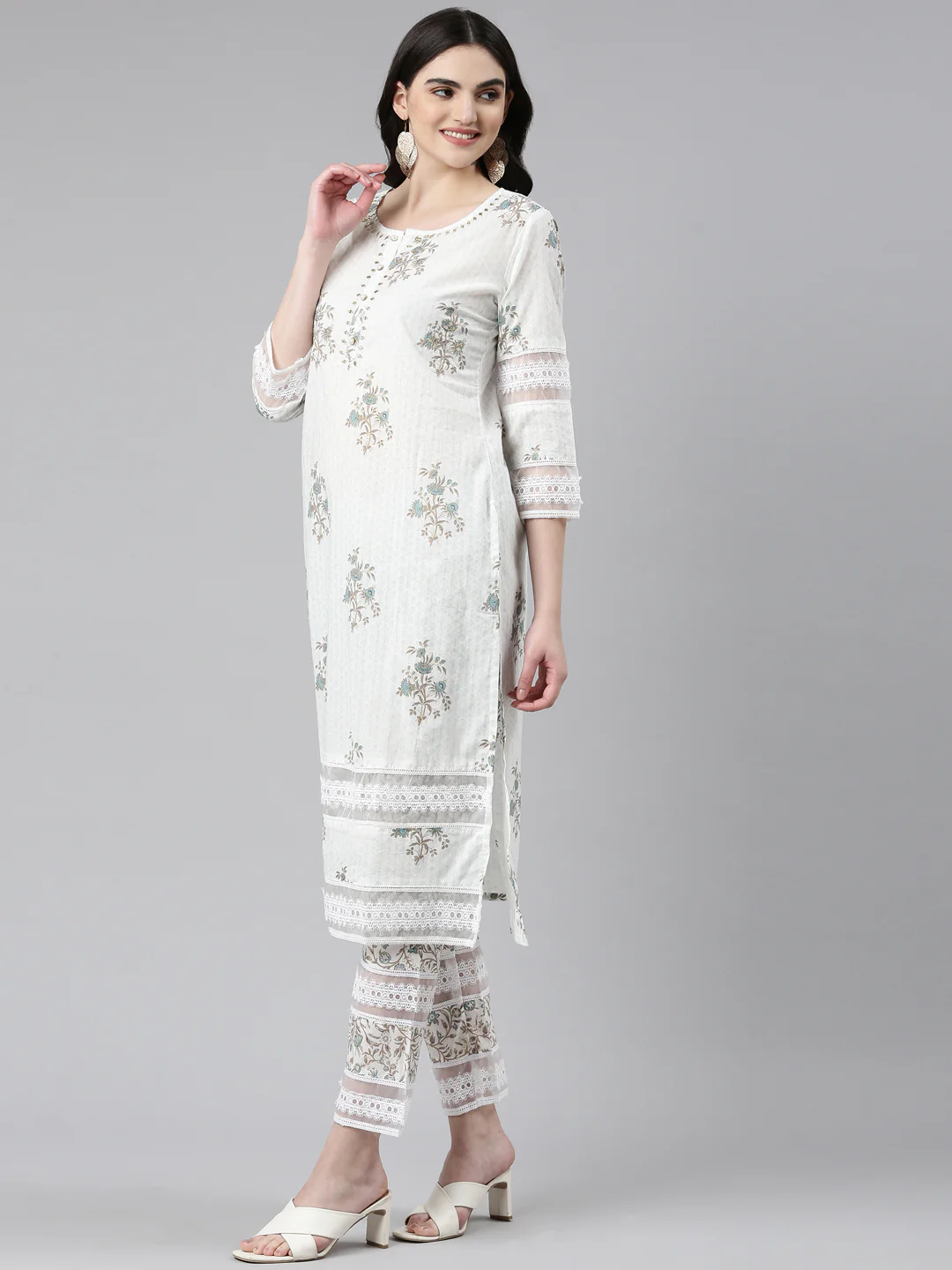 Neerus Blue Regular Straight Printed Readymade suits - Image 2