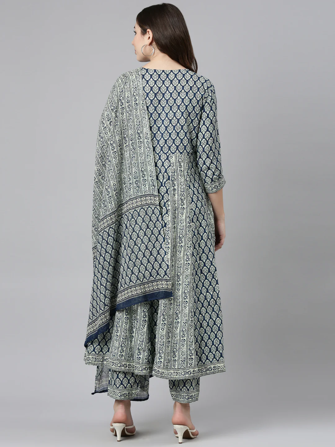 Neerus Blue Regular Straight Printed Readymade suits - Image 3