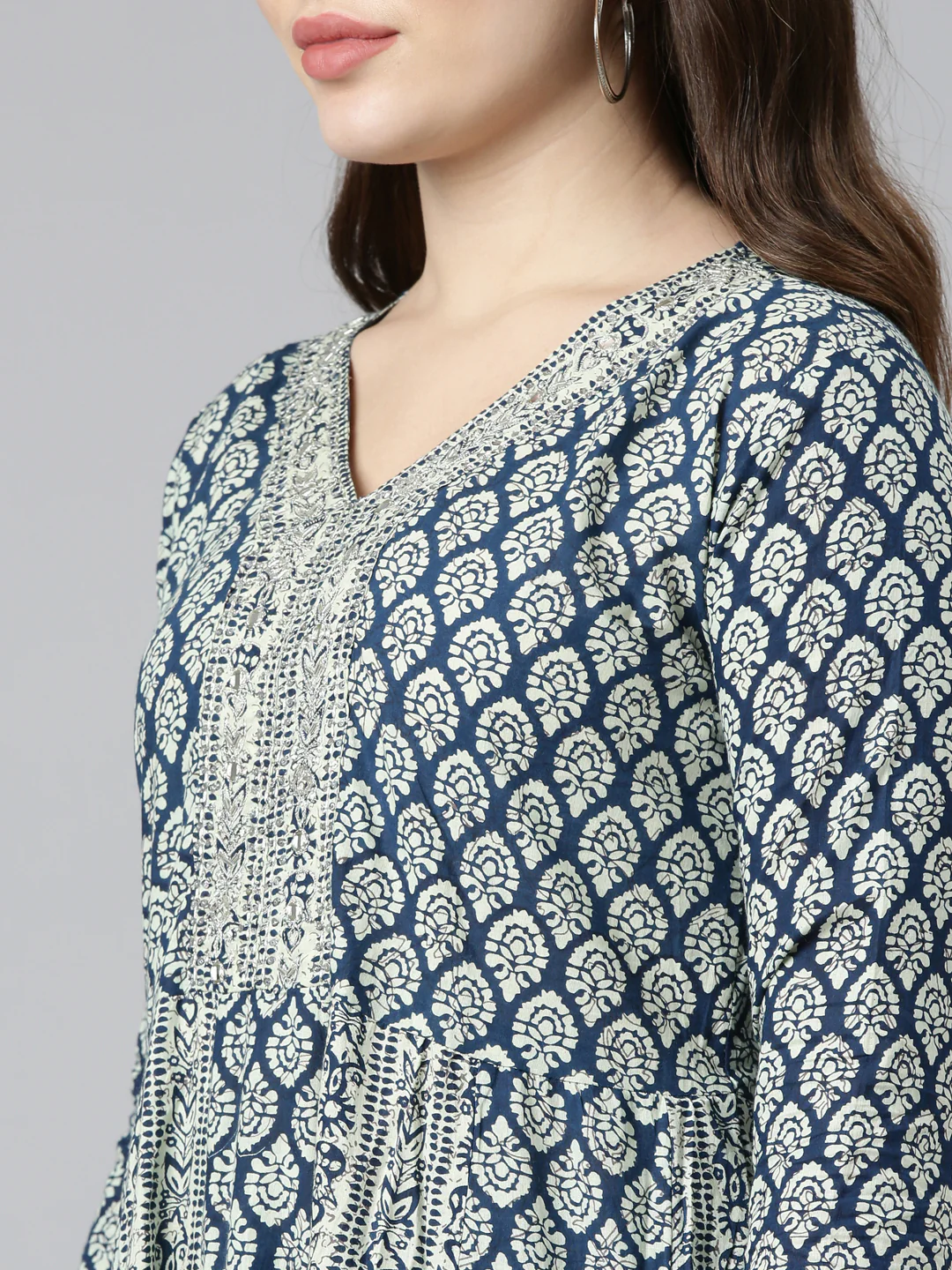 Neerus Blue Regular Straight Printed Readymade suits - Image 4