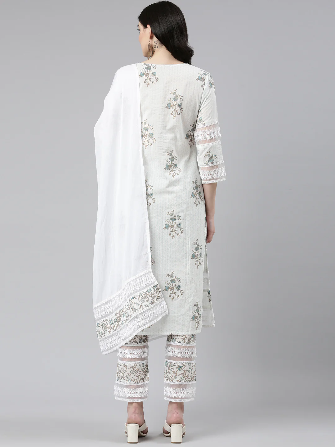 Neerus Blue Regular Straight Printed Readymade suits - Image 3