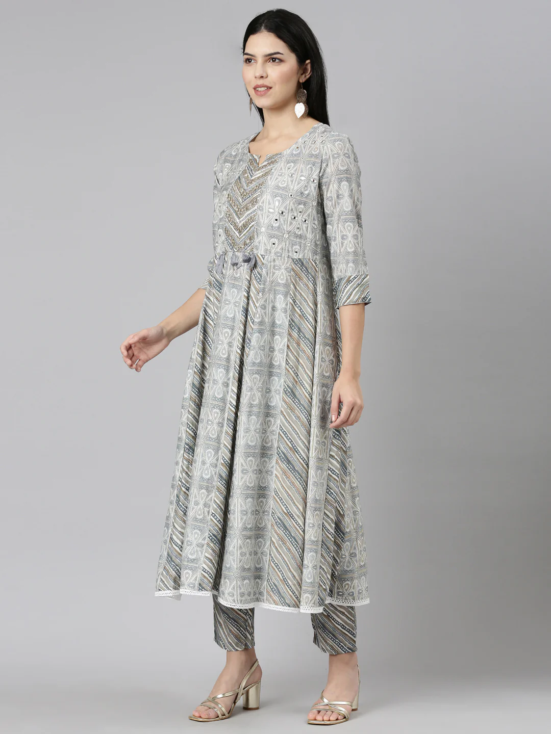 Neerus Blue Regular Straight Printed Readymade suits - Image 2