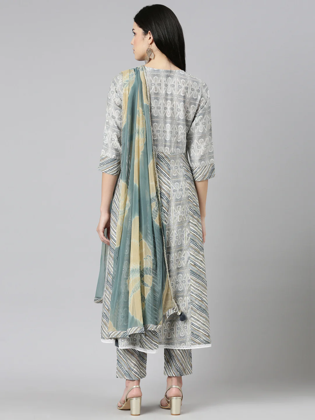 Neerus Blue Regular Straight Printed Readymade suits - Image 3