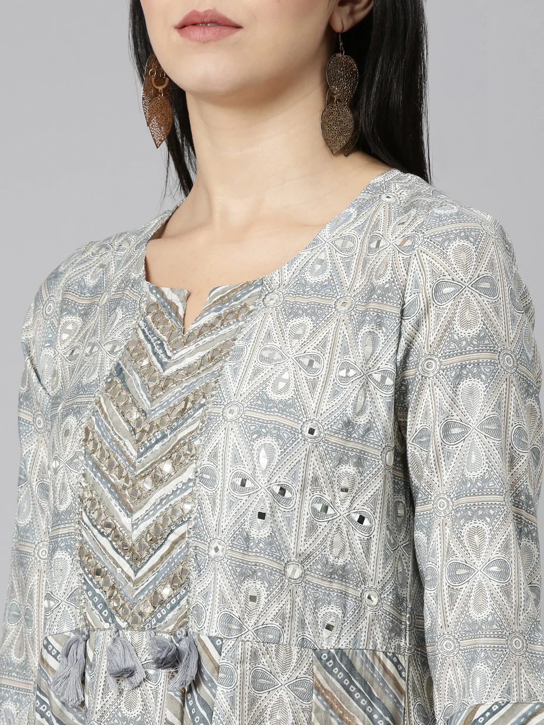 Neerus Blue Regular Straight Printed Readymade suits - Image 4