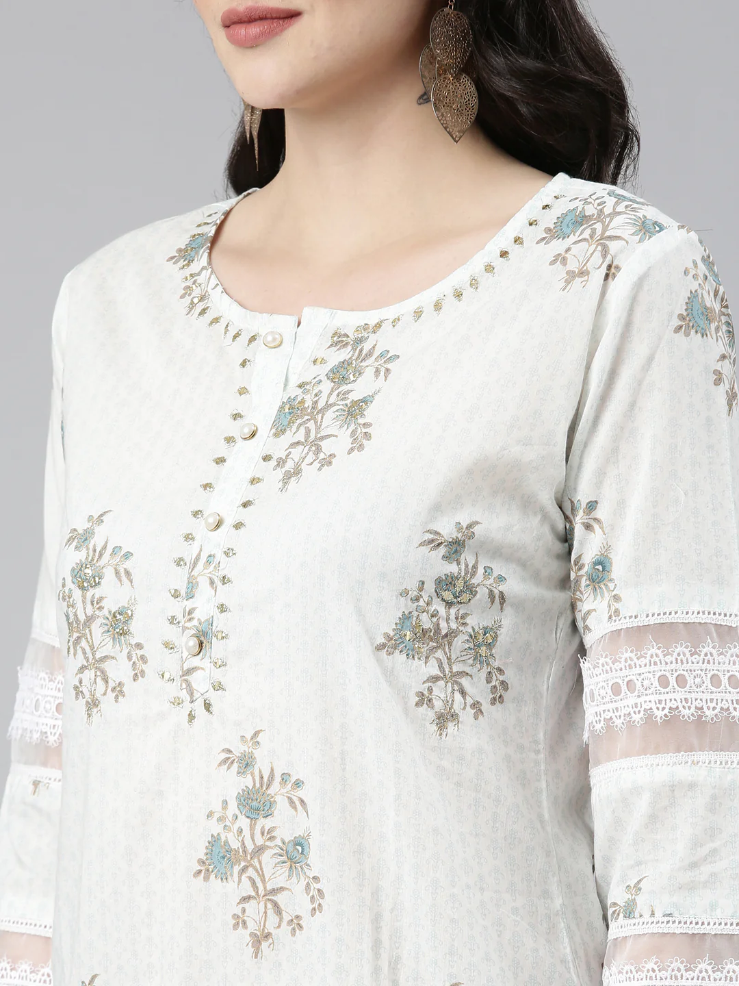 Neerus Blue Regular Straight Printed Readymade suits - Image 4