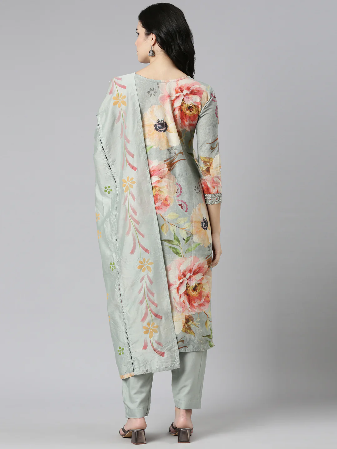 Neerus Blue Regular Straight Printed Readymade suits - Image 3