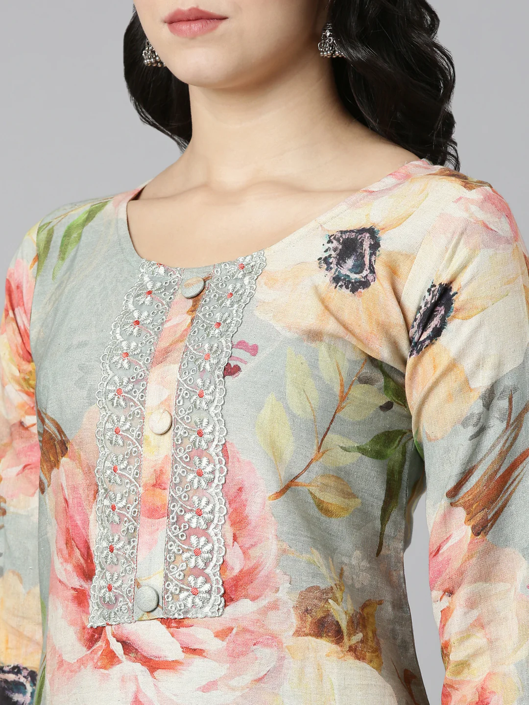 Neerus Blue Regular Straight Printed Readymade suits - Image 4