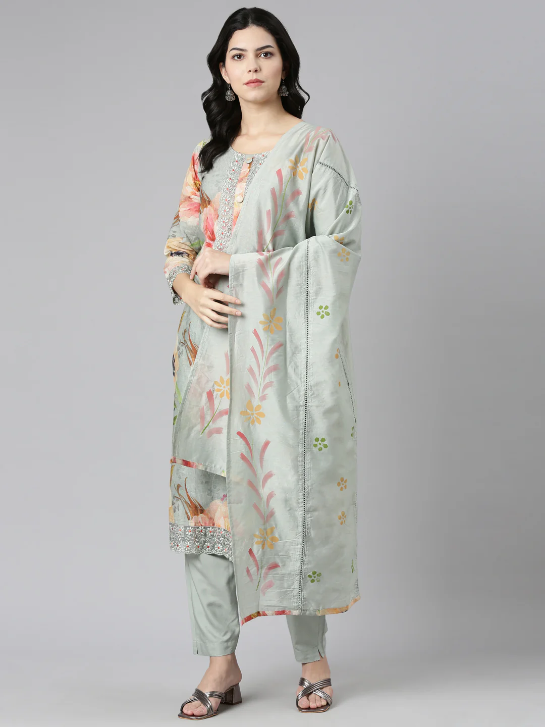 Neerus Blue Regular Straight Printed Readymade suits - Image 5